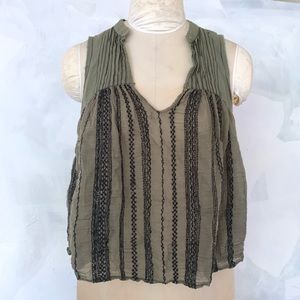 Free People embroidered sleeveless top olive
